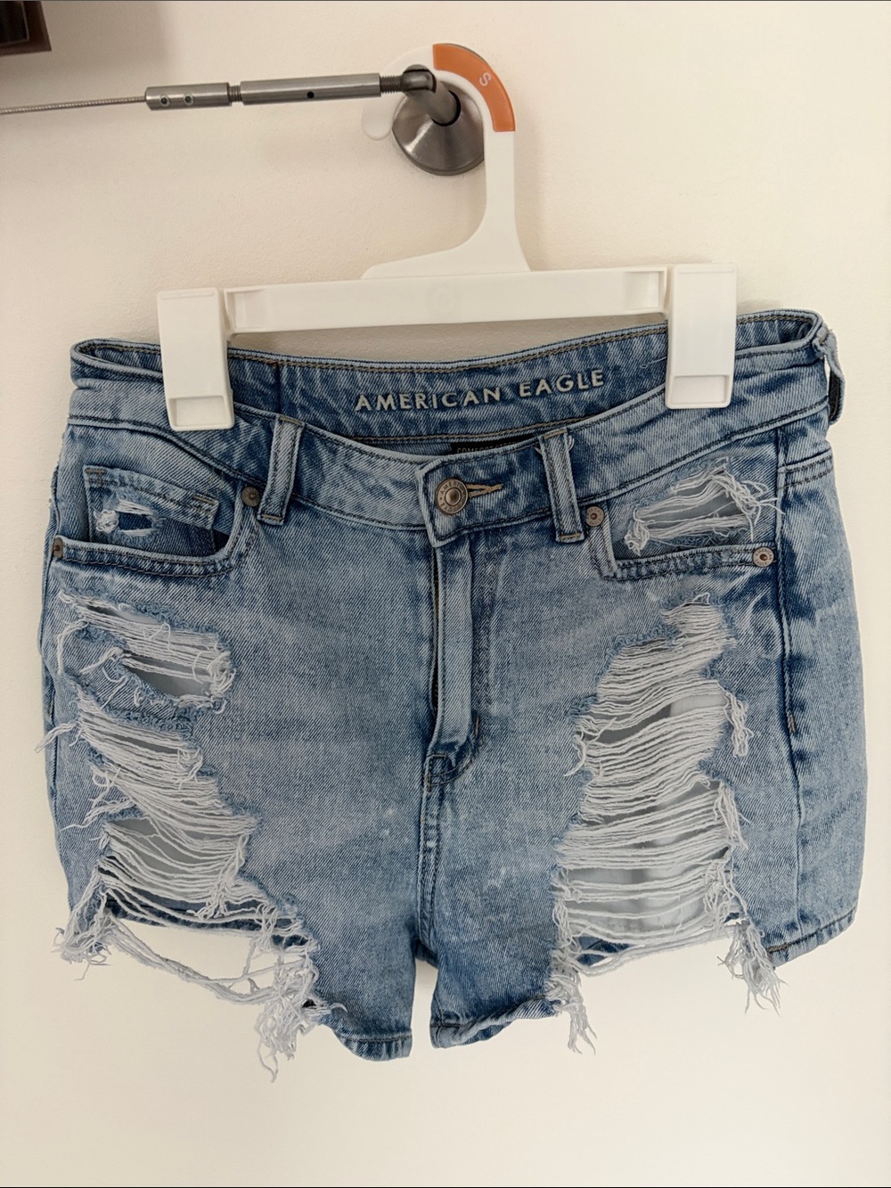 American Eagle Outfitters Light Blue Distressed Denim Shorts